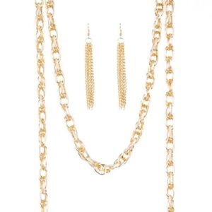 Gold Color Rope Necklace with Tassels